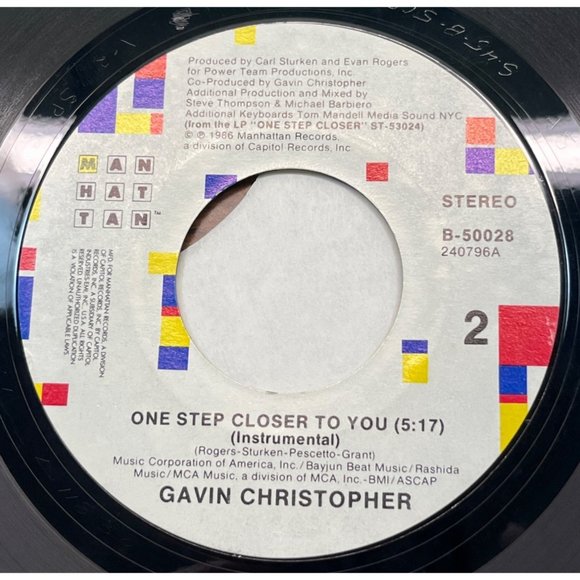 Christopher Gavin One Step Closer to You / Instrumental 45 R&B Soul 1986 - Picture 2 of 4